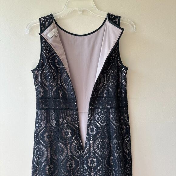 LOFT Lace Dress Sleeveless Shift Black Tan Size 4 Dark Fairy Grunge Romantic - Picture 6 of 13
